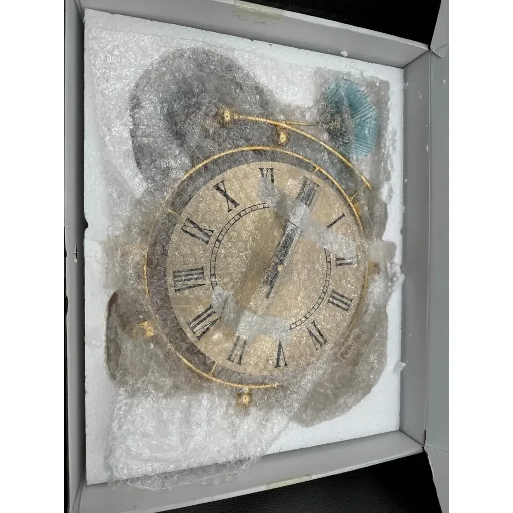 Large Gold Floral Wall Clock Elegant Modern Design-New-Needs Assembly